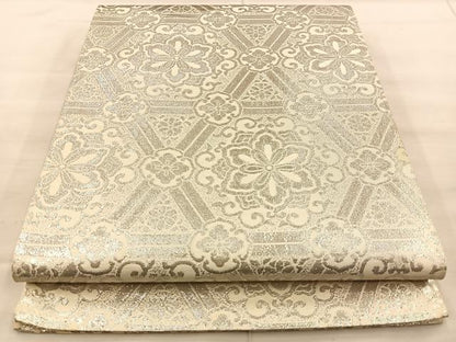 平和屋着物◎六通柄京袋帯 正倉院亀甲花文 銀糸 正絹 逸品 BAAT1874if
