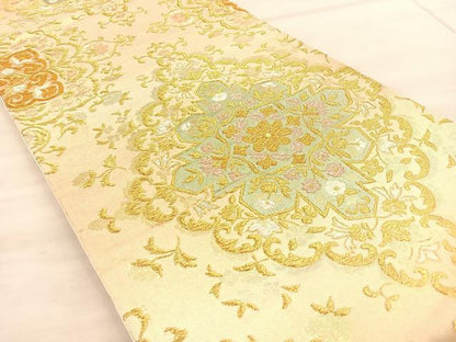 平和屋着物◎六通柄袋帯 花菱文 金銀糸 正絹 逸品 BAAT1876if