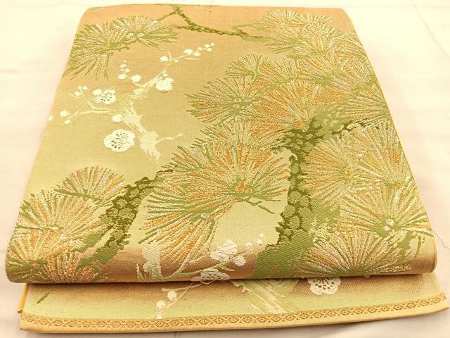 平和屋着物◎六通柄袋帯 唐織 松枝桜文 金銀糸 正絹 逸品 BAAT1891if