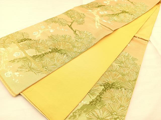 平和屋着物◎六通柄袋帯 唐織 松枝桜文 金銀糸 正絹 逸品 BAAT1891if