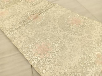 平和屋着物◎六通柄袋帯 正倉院花文 銀糸 正絹 逸品 BAAT1892if