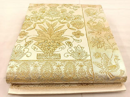 平和屋着物◎六通柄袋帯 花鳥文 金糸 正絹 逸品 BAAT1901if