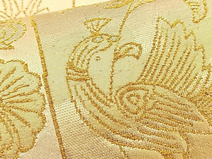 平和屋着物◎六通柄袋帯 花鳥文 金糸 正絹 逸品 BAAT1901if