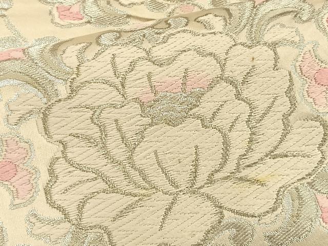 平和屋着物◎六通柄袋帯 唐織 花菱文 銀糸 正絹 逸品 BAAT1951if