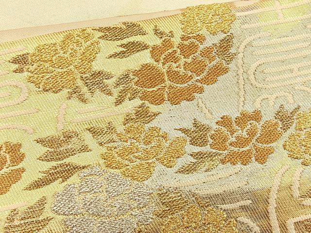 平和屋着物◎六通柄袋帯 寿字花文 金銀糸 正絹 逸品 BAAT1955if