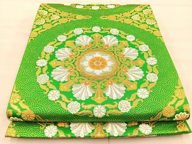 平和屋着物◎六通柄袋帯 唐織 花丸文 金銀糸 正絹 逸品 BAAT1957if