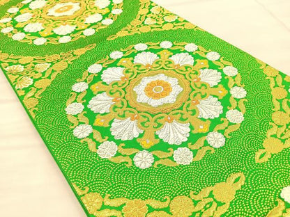 平和屋着物◎六通柄袋帯 唐織 花丸文 金銀糸 正絹 逸品 BAAT1957if