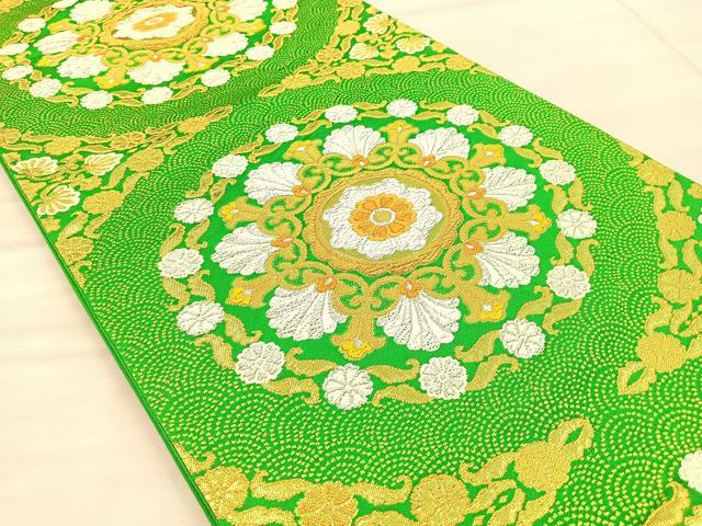 平和屋着物◎六通柄袋帯 唐織 花丸文 金銀糸 正絹 逸品 BAAT1957if