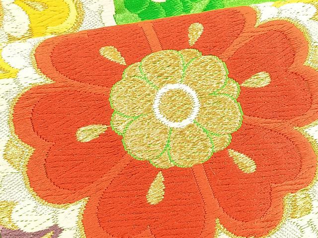 平和屋着物◎六通柄袋帯 唐織 宝相華 金銀糸 正絹 逸品 BAAT1962if