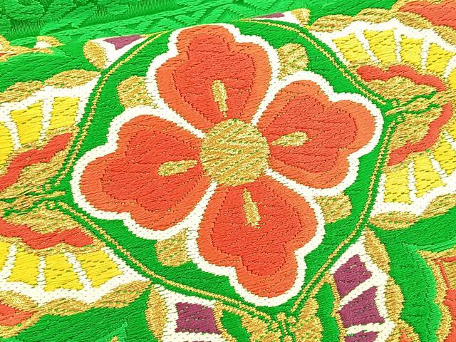 平和屋着物◎六通柄袋帯 唐織 宝相華 金糸 正絹 逸品 BAAT1964if