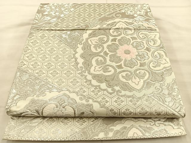 平和屋着物◎六通柄袋帯　唐織　宝相華　プラチナ引箔　正絹　逸品　BAAT1970if