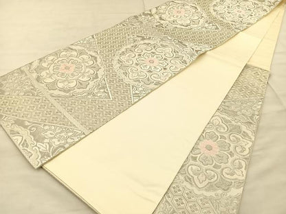 平和屋着物◎六通柄袋帯　唐織　宝相華　プラチナ引箔　正絹　逸品　BAAT1970if