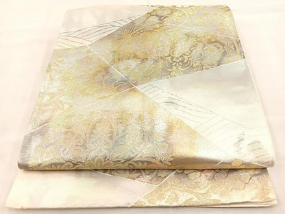 平和屋着物◎六通柄袋帯 切嵌花文 金糸 引箔 正絹 逸品 BAAT2006ph
