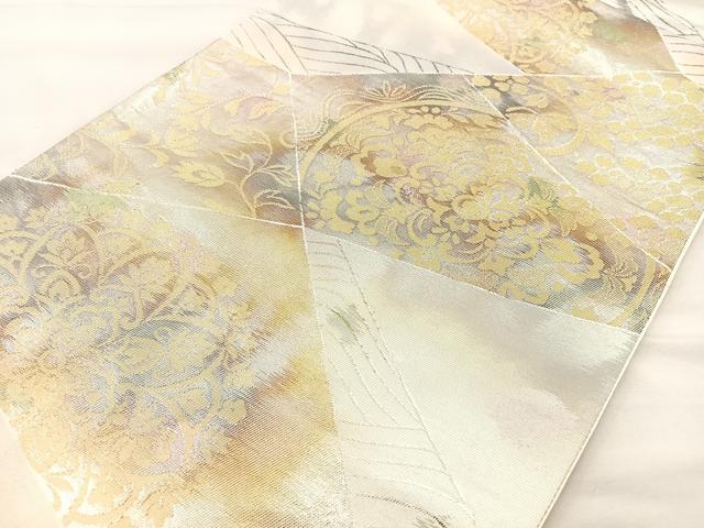 平和屋着物◎六通柄袋帯 切嵌花文 金糸 引箔 正絹 逸品 BAAT2006ph