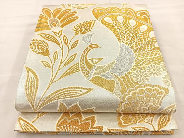 平和屋着物◎六通柄袋帯 更紗花鳥文 金銀糸 正絹 逸品 BAAT2008ph