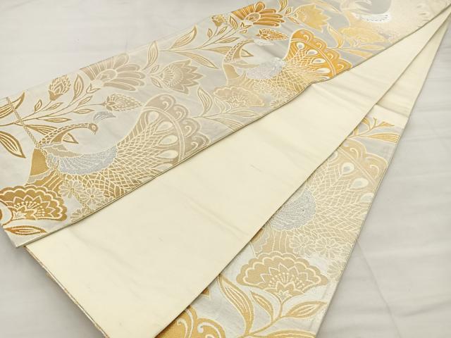 平和屋着物◎六通柄袋帯 更紗花鳥文 金銀糸 正絹 逸品 BAAT2008ph