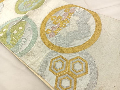平和屋着物◎六通柄京袋帯 花蝶丸文 金銀糸 正絹 逸品 BAAT2091ph