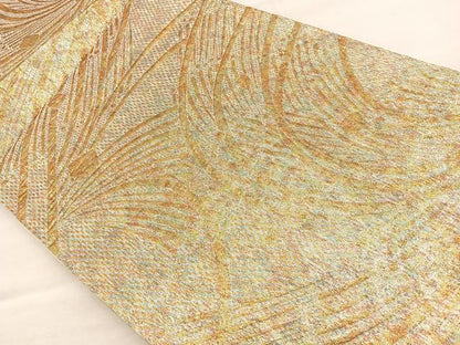 平和屋着物◎六通柄袋帯 ふくれ織 流水文 引箔 正絹 逸品 BAAT2097ph