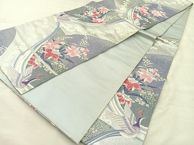 平和屋着物◎六通柄袋帯 唐織 花鳥雅遊 銀糸 正絹 逸品 BAAT2108ph