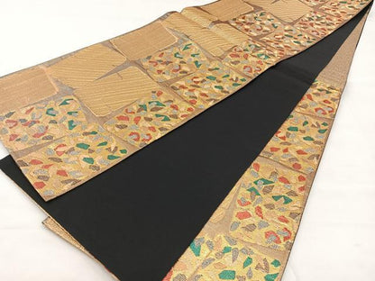 平和屋着物◎六通柄袋帯 箔散らし文様 金糸 正絹 逸品 BAAT2110ph