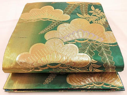 平和屋着物◎六通柄袋帯 松 下がり藤 金糸 正絹 逸品 BAAT2150ph