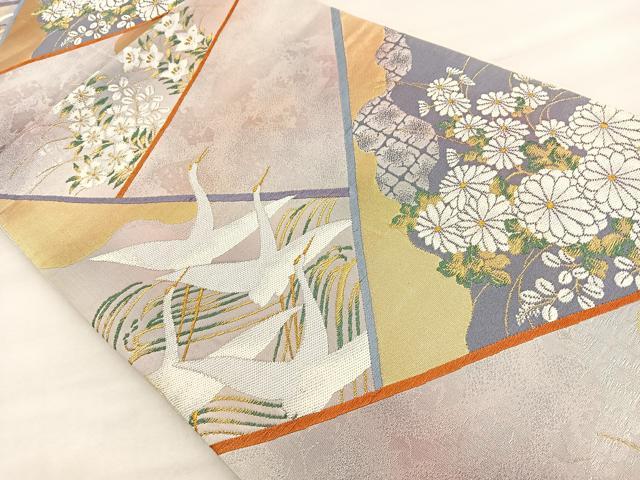 平和屋着物◎六通柄袋帯 唐織 切嵌花鳥文 金銀糸 正絹 逸品 BAAT2159ph