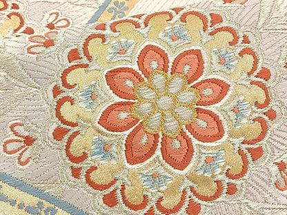 平和屋着物◎両面六通柄袋帯 唐織 正倉院花文 金銀糸 正絹 逸品 BAAT2629ea