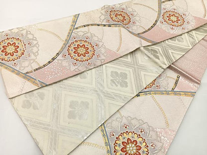 平和屋着物◎両面六通柄袋帯 唐織 正倉院花文 金銀糸 正絹 逸品 BAAT2629ea
