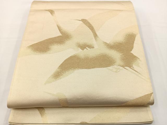 平和屋着物◎六通柄袋帯 飛鶴文 金糸 正絹 逸品 BAAT2634ea