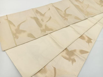 平和屋着物◎六通柄袋帯 飛鶴文 金糸 正絹 逸品 BAAT2634ea