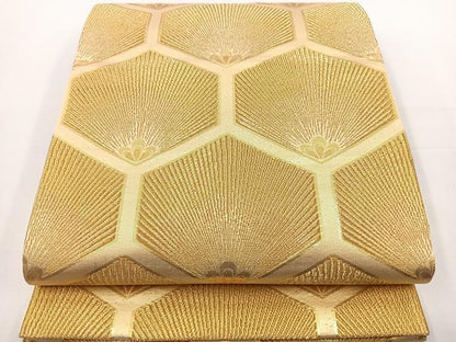平和屋着物◎六通柄袋帯 若松葉文 金糸 正絹 逸品 BAAT2645ea