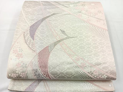 平和屋着物◎六通柄袋帯 唐織 花鳥文 銀糸 正絹 逸品 BAAT2658ea