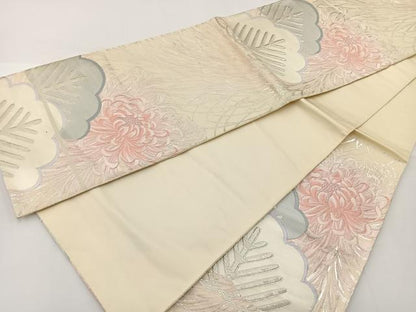 平和屋着物◎六通柄袋帯 唐織 乱菊 銀糸 正絹 逸品 BAAT2674ea