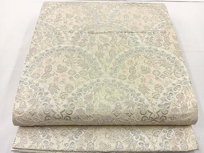 平和屋着物◎六通柄袋帯　唐織　古代オリエント　銀糸　正絹　逸品　BAAT2682ea