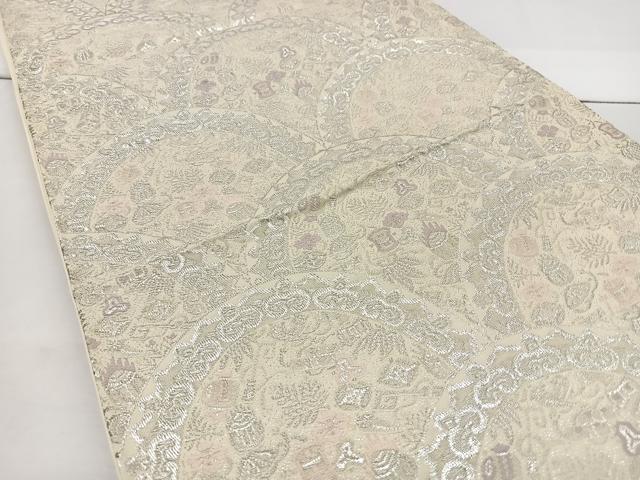 平和屋着物◎六通柄袋帯　唐織　古代オリエント　銀糸　正絹　逸品　BAAT2682ea