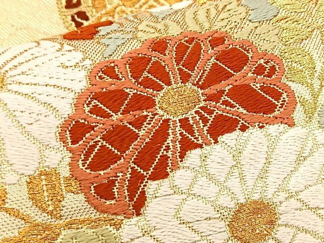 平和屋着物◎六通柄袋帯 唐織 花車文 金糸 正絹 逸品 BAAT2738ea