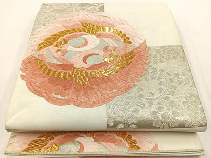 平和屋着物◎六通柄袋帯 唐織 向かい鳳凰文 金銀糸 正絹 逸品 BAAT2740ea