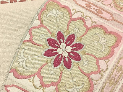 平和屋着物◎六通柄袋帯 唐織 天井花文 金銀糸 正絹 逸品 BAAT2747ea