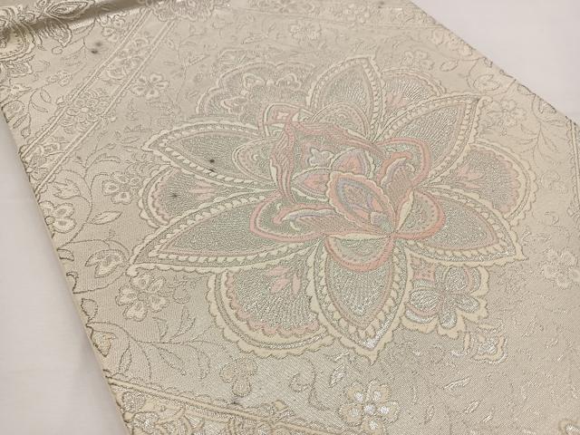 平和屋着物◎六通柄袋帯 唐織 正倉院草花文 銀糸 正絹 逸品 BAAT2750ea