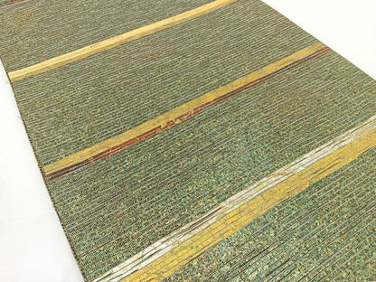 平和屋着物◎六通柄袋帯　横段文　金彩　正絹　逸品　BAAT2778ea