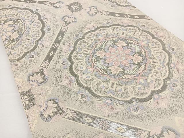 平和屋着物◎六通柄袋帯 唐織 勝宝の詩 プラチナ箔 金銀糸 正絹 逸品 BAAT2779ea