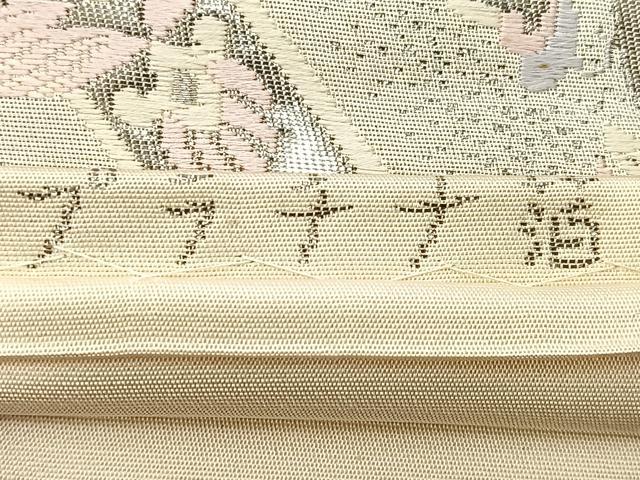 平和屋着物◎六通柄袋帯 唐織 勝宝の詩 プラチナ箔 金銀糸 正絹 逸品 BAAT2779ea