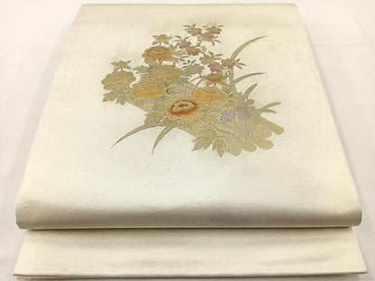 平和屋着物◎太鼓柄袋帯 花筏 金銀彩 引箔 正絹 逸品 BAAT2784ea