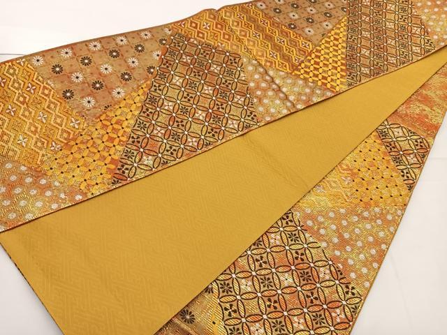 平和屋着物◎六通柄袋帯　エスニカルパピルス　金銀糸　正絹　逸品　BAAT2791ea