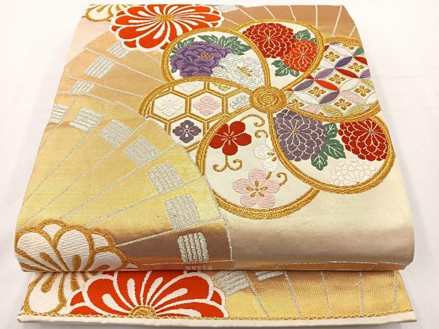 平和屋着物◎六通柄袋帯 唐織 草花文 金銀糸 正絹 逸品 BAAT2793ea