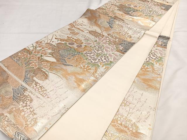平和屋着物◎六通柄袋帯 春秋麗華文 金糸 正絹 逸品 BAAT2810mz
