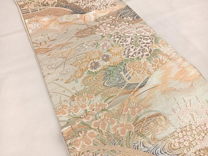 平和屋着物◎六通柄袋帯 春秋麗華文 金糸 正絹 逸品 BAAT2810mz