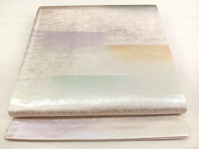 平和屋着物◎六通柄袋帯 横段文 引箔 正絹 逸品 BAAT2826mz