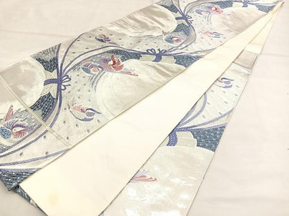 平和屋着物◎六通柄袋帯　唐織　春秋遊園　金銀糸　正絹　逸品　BAAT2841mz