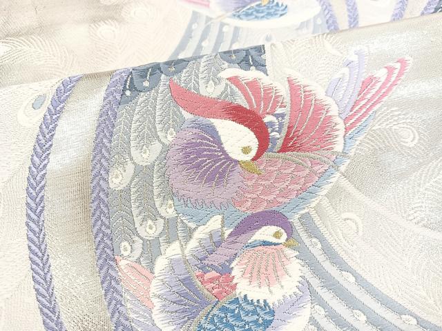 平和屋着物◎六通柄袋帯　唐織　春秋遊園　金銀糸　正絹　逸品　BAAT2841mz